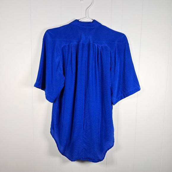 Argenti Blue Silk Button Down Blouse Size 6 - Picture 6 of 6